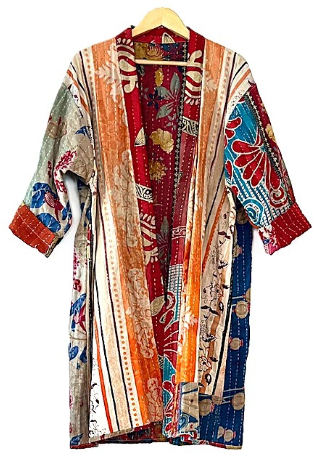 Reversible Short Quilted Kimono Jacket Is Tailored And Smart.