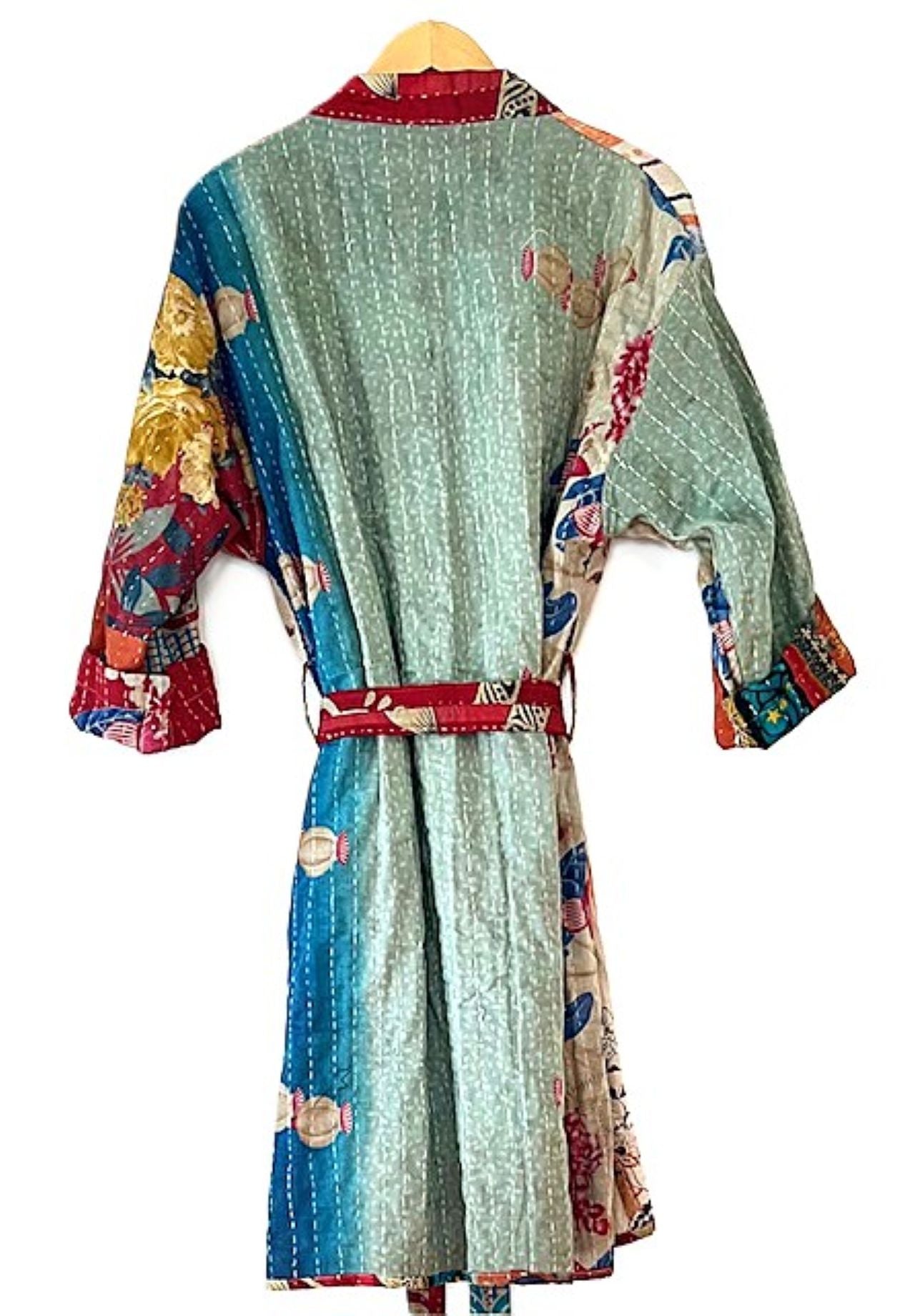 Reversible Short Quilted Kimono Jacket Is Tailored And Smart.