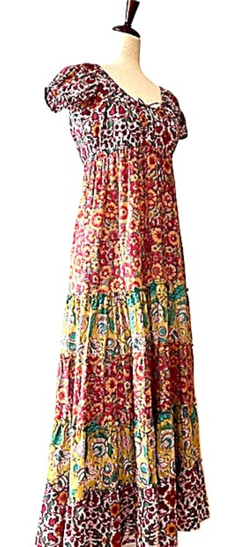 Dresses: Mixed Block Print Midi Has Multiple Layers of Tiered Ruffles. Cute.
