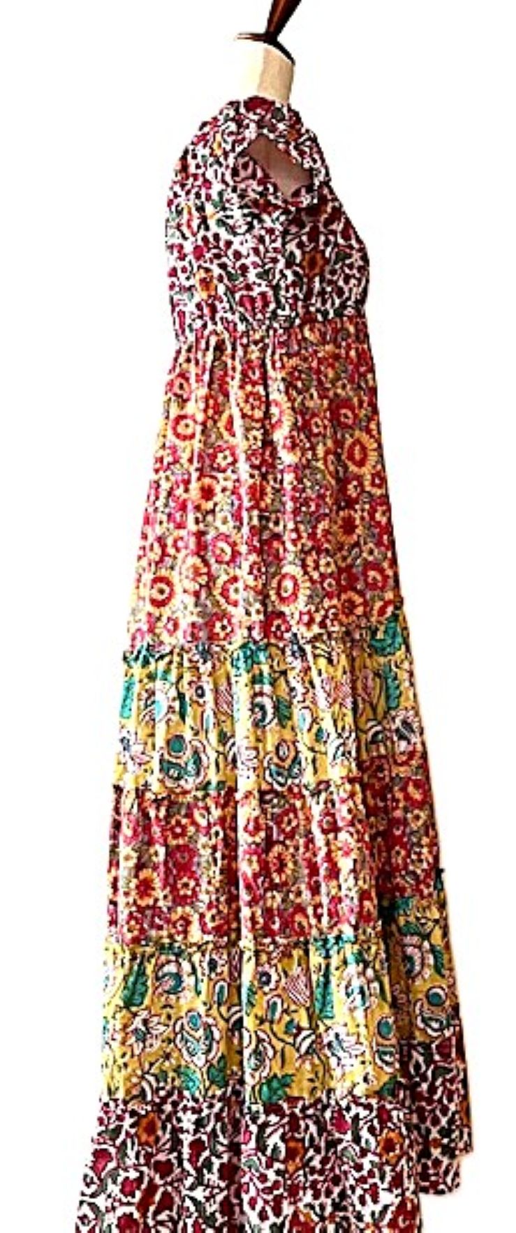 Dresses: Mixed Block Print Midi Has Multiple Layers of Tiered Ruffles. Cute.