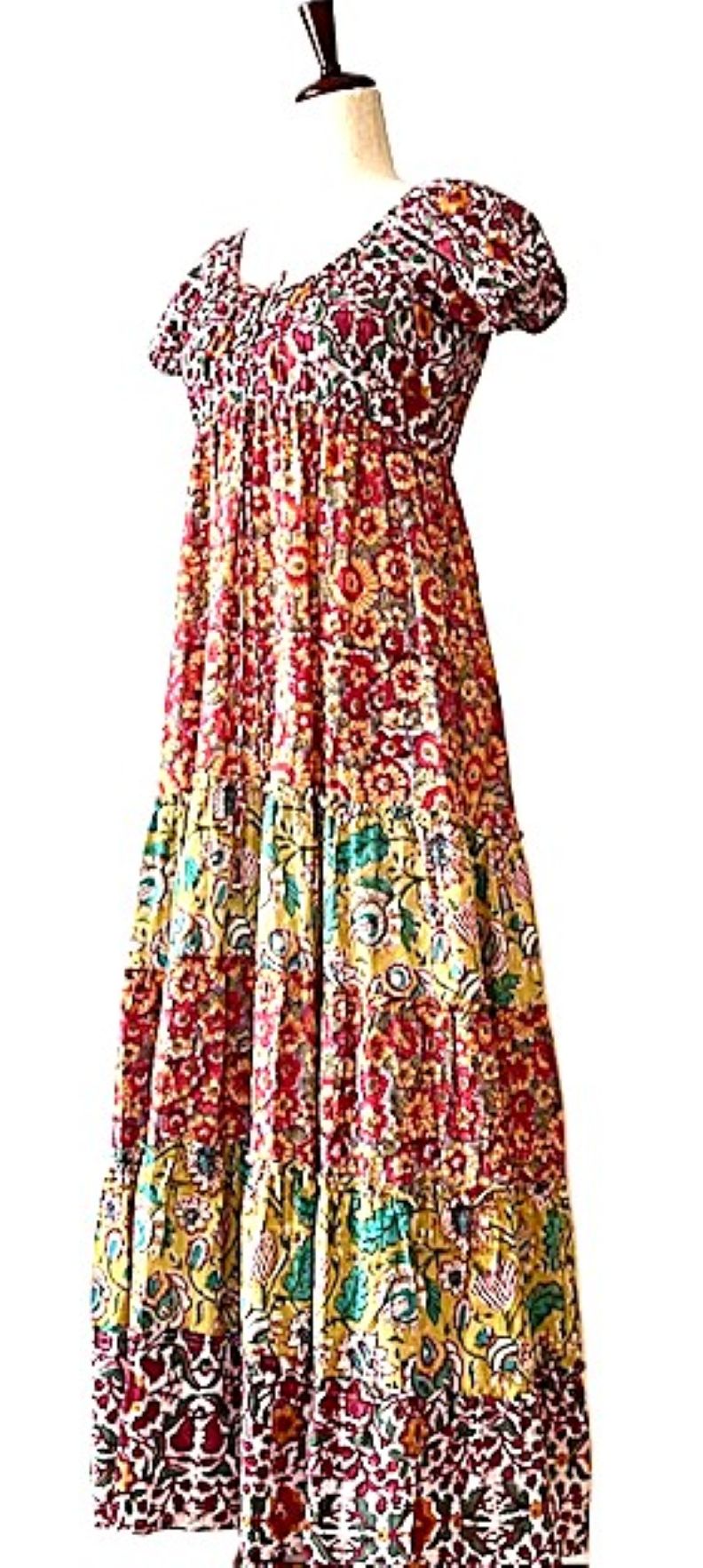 Dresses: Mixed Block Print Midi Has Multiple Layers of Tiered Ruffles. Cute.