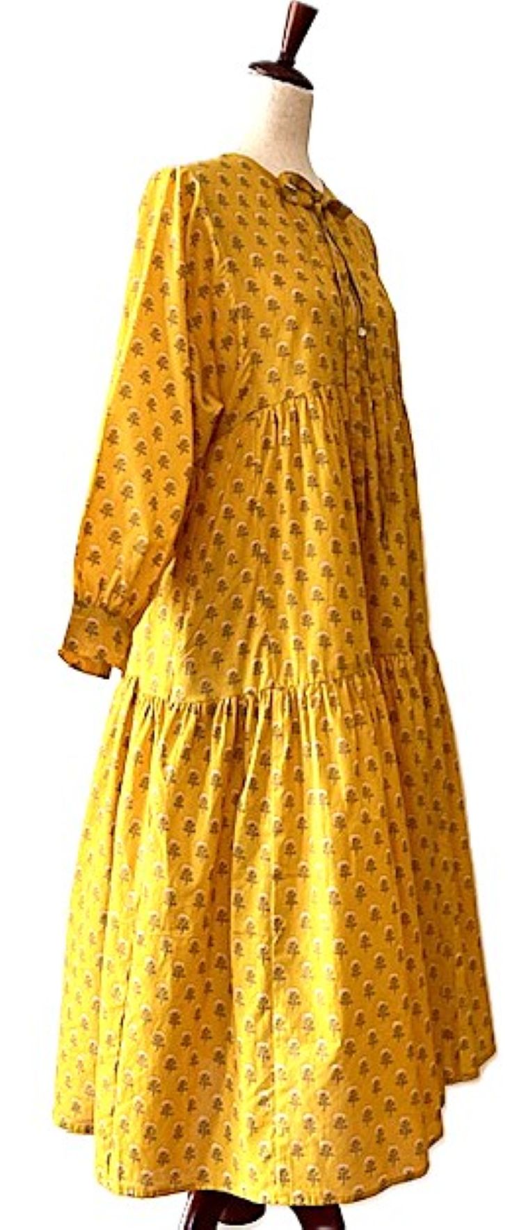 Fresh Fruit Cotton Block Print Dress Is Delightful (Yellow)