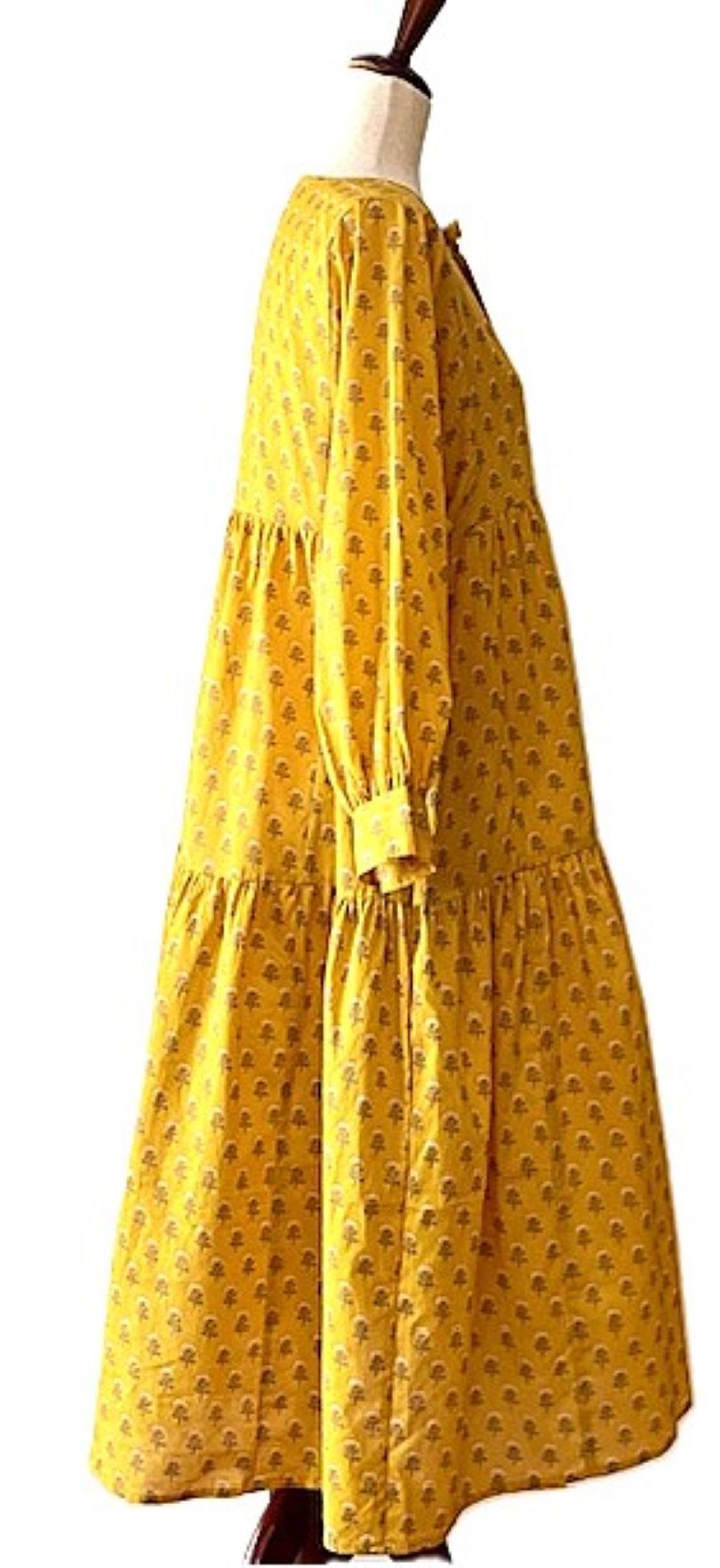 Fresh Fruit Cotton Block Print Dress Is Delightful (Yellow)