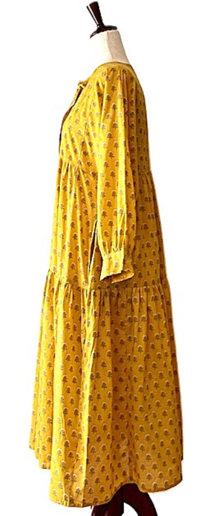 Fresh Fruit Cotton Block Print Dress Is Delightful (Yellow)