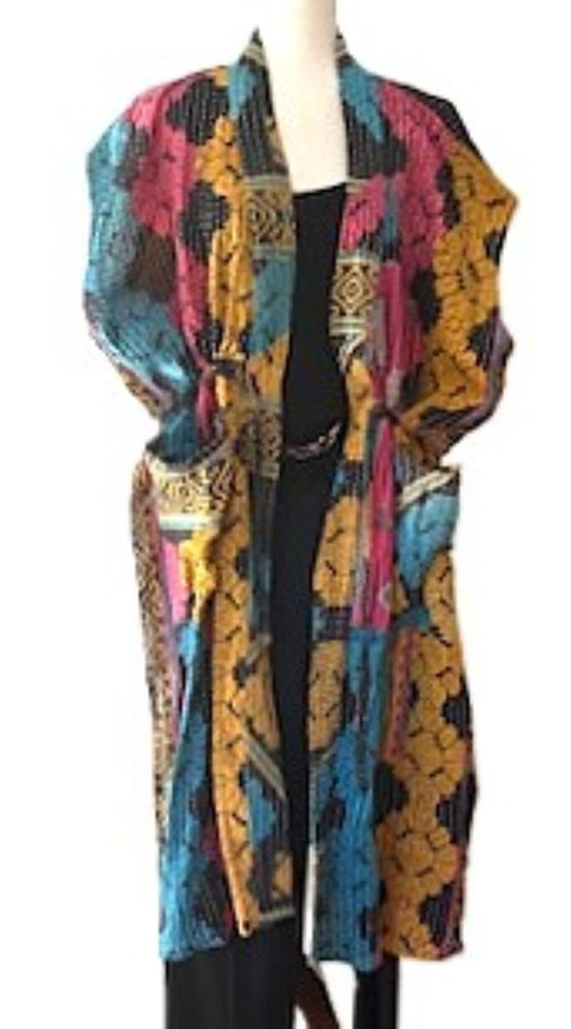 Kantha Bae Dreamweaver Kimono Vest (Pink Black)