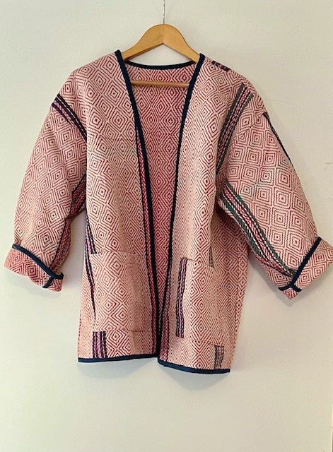 Vintage Patchwork Kantha Jacket, One of A Kind, Dusty Pink
