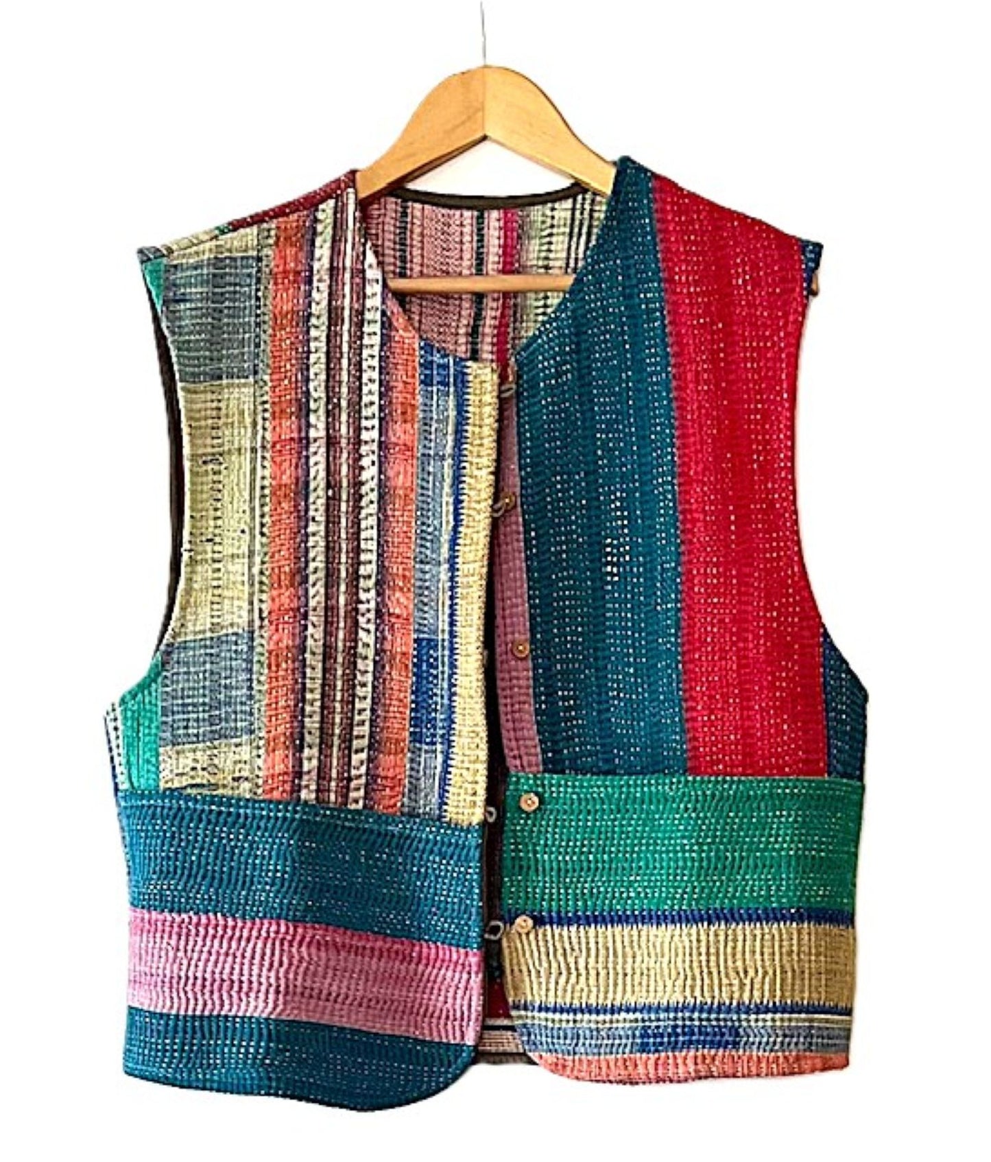 Vest, Designer Waistcoat Is Handmade, Fully Reversible And Exceptional (Colorblock)