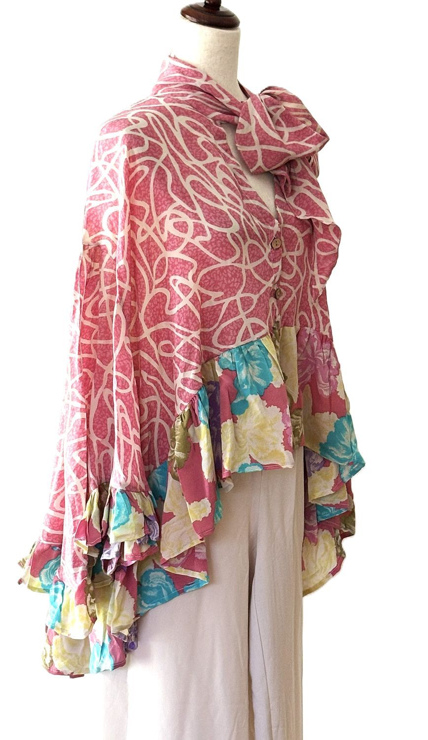 Kantha Bae Crepe Sari Wid Rose Romantic Top (Blooms)