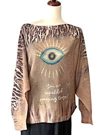 Italian Knit Sweater: Brown Eye Printed Sweater