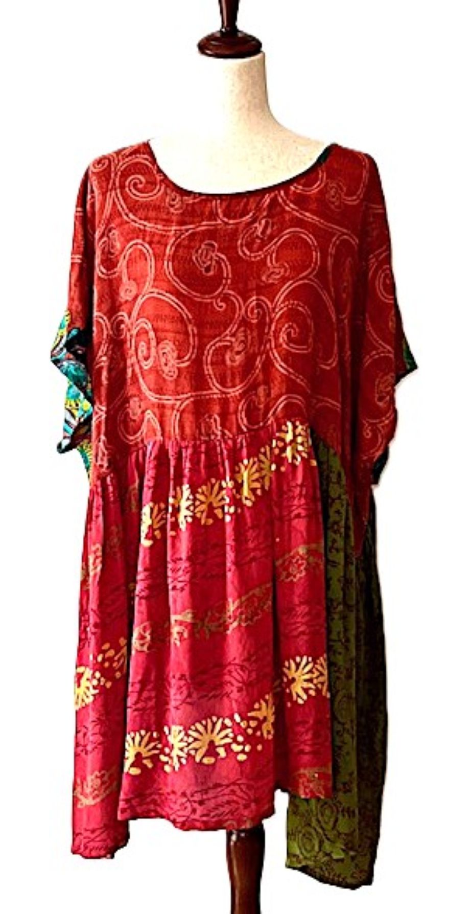 Kantha Bae Silk Daydreamer Mini Dress (Red)