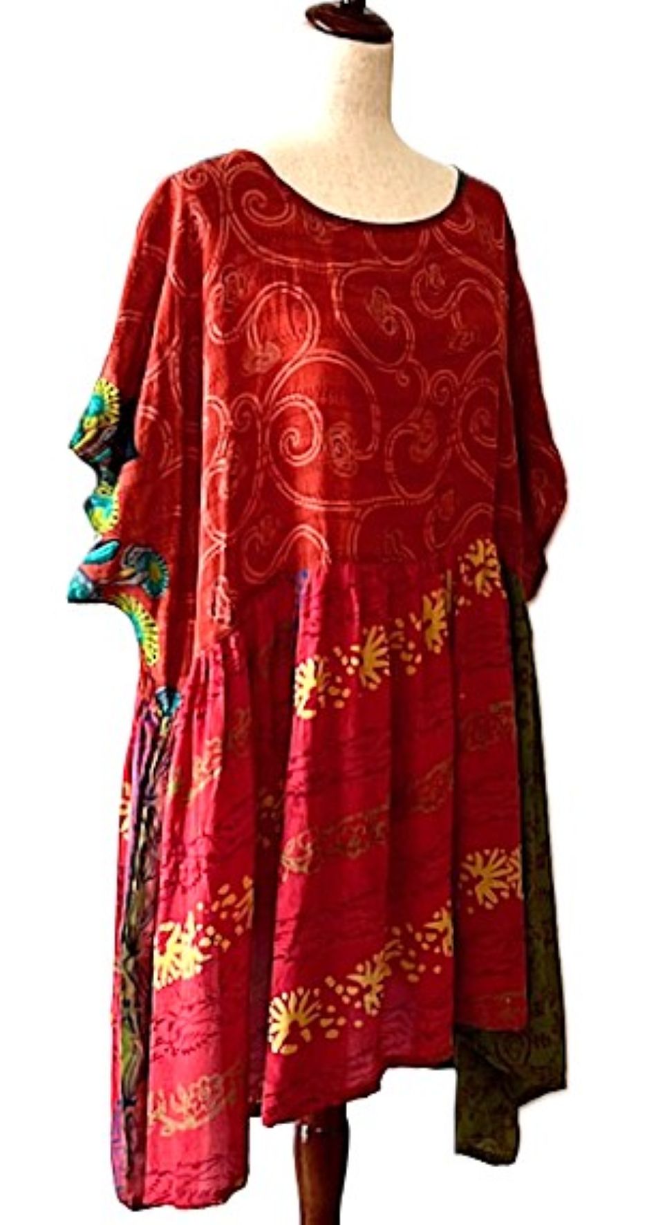 Kantha Bae Silk Daydreamer Mini Dress (Red)