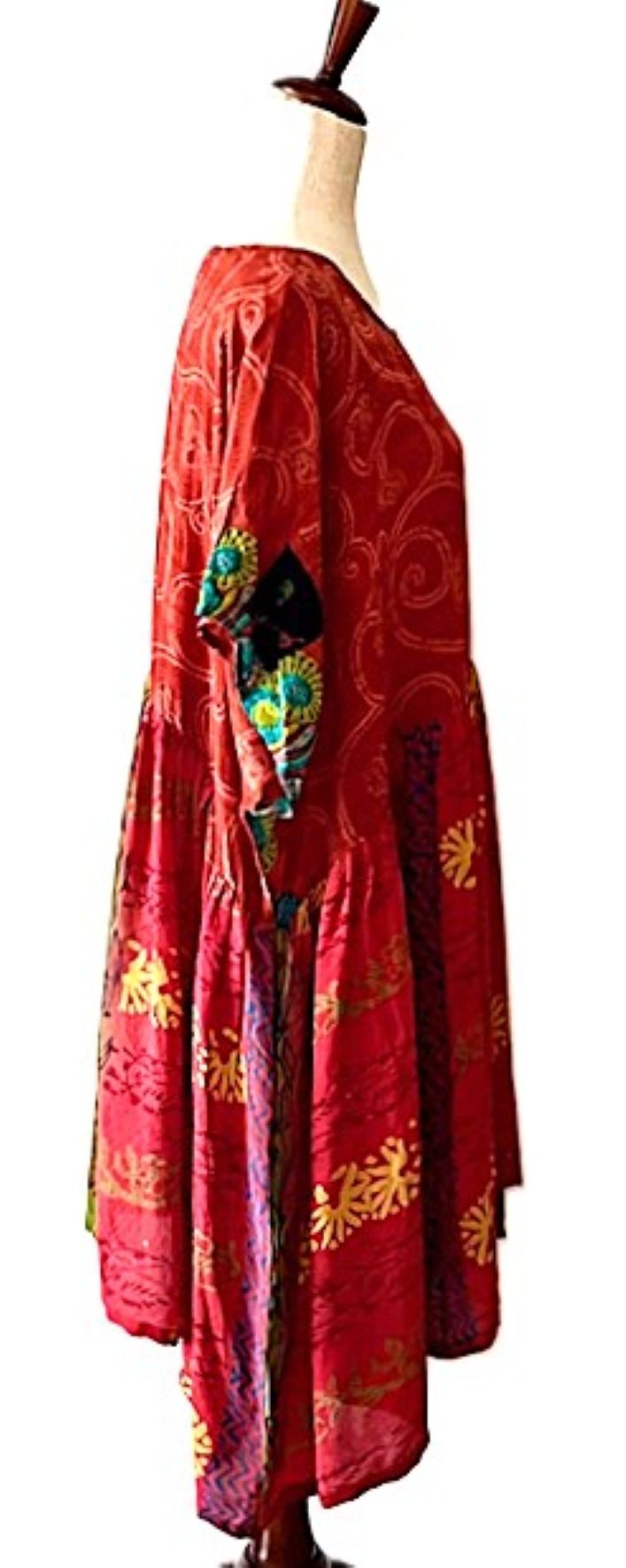 Kantha Bae Silk Daydreamer Mini Dress (Red)