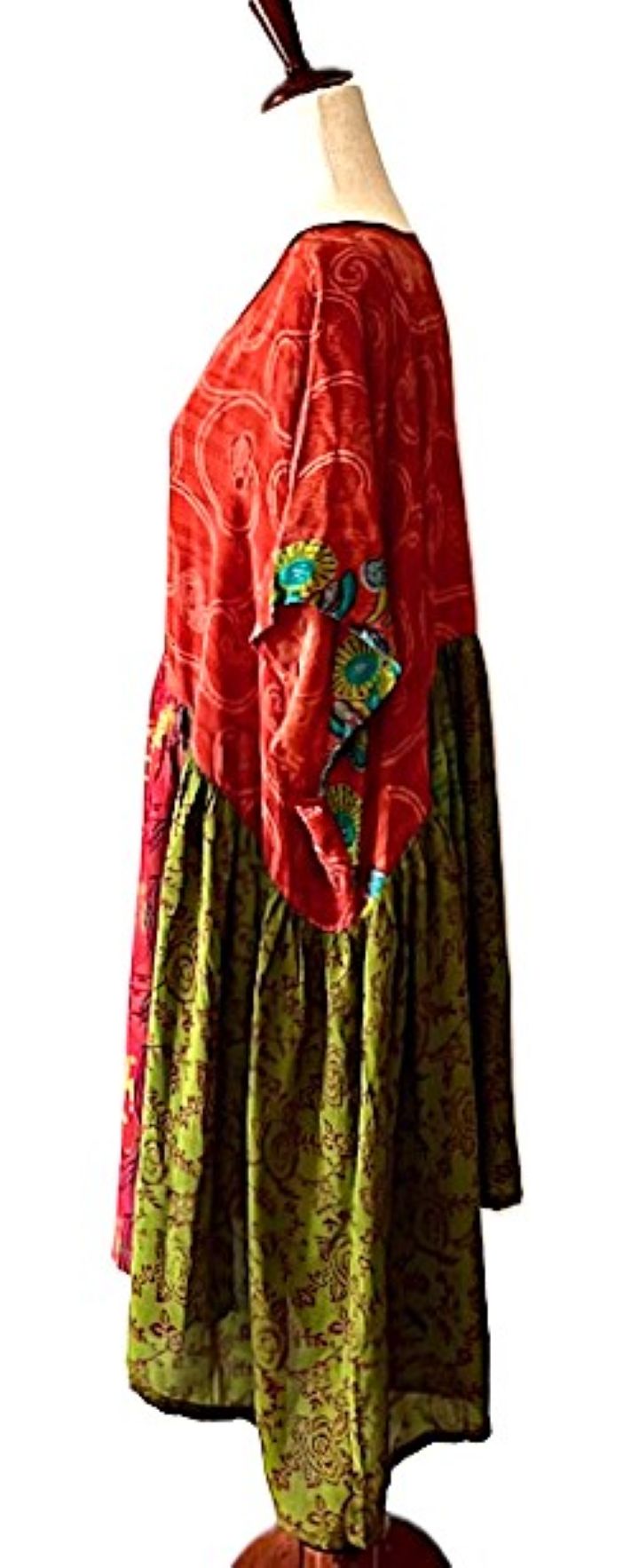 Kantha Bae Silk Daydreamer Mini Dress (Red)
