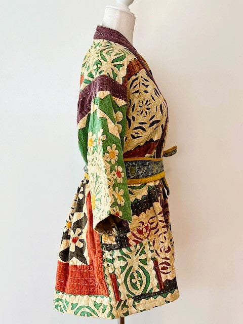 Artisan Cutwork Cotton Kantha Long Sleeve Jacket (Mixed))
