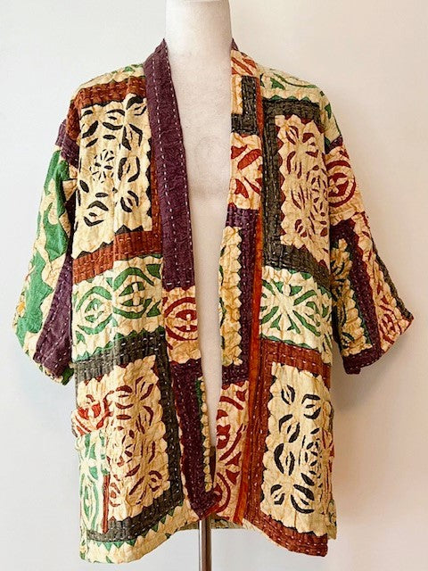 Artisan Cutwork Cotton Kantha Long Sleeve Jacket (Mixed))