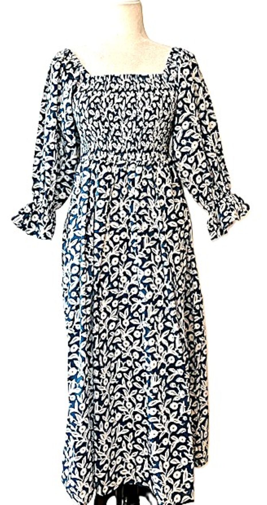 Dresses: Maxi Cotton Smocked Bodice Fits Like A Dream (Navy)