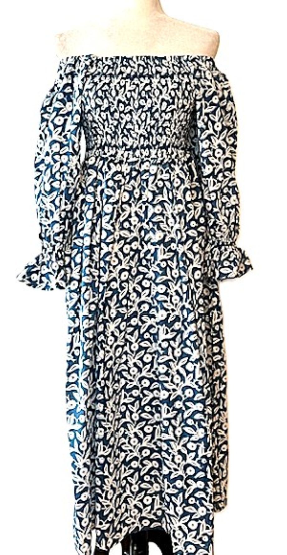 Dresses: Maxi Cotton Smocked Bodice Fits Like A Dream (Navy)