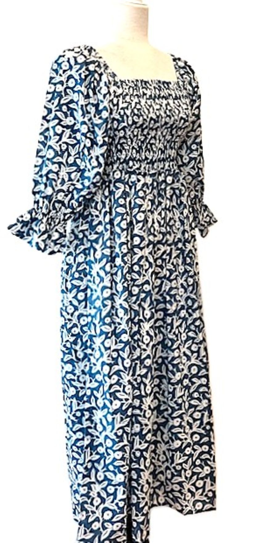 Dresses: Maxi Cotton Smocked Bodice Fits Like A Dream (Navy)