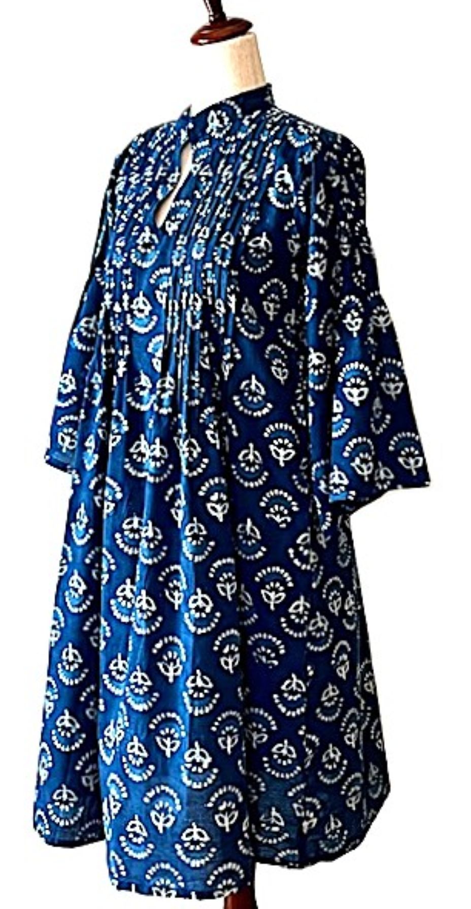 Dresses: Indigo Hand Blocked Print Is Smart and Tailored (Indigo).
