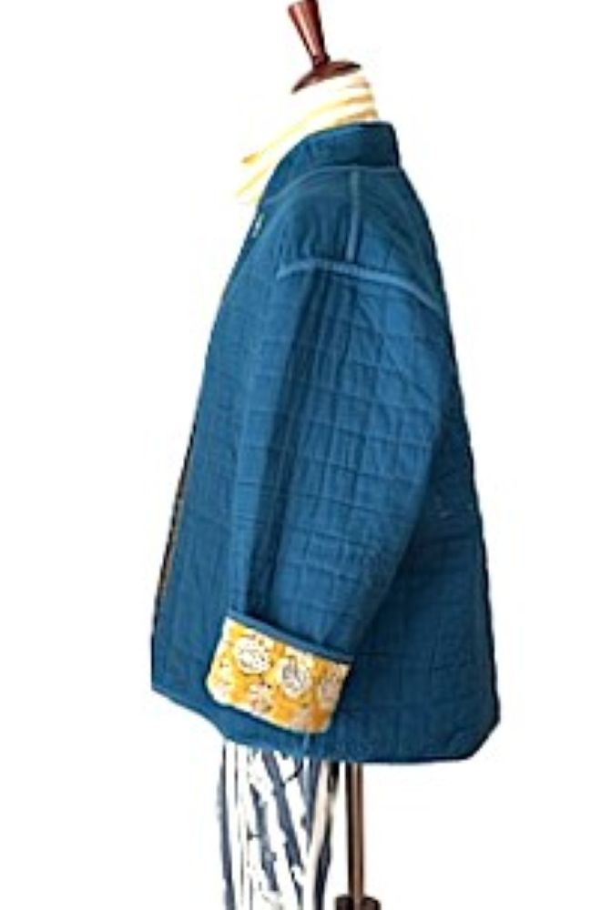 Jackets, Fully Reversible Short Quilted Jacket With Kantha Stitching.