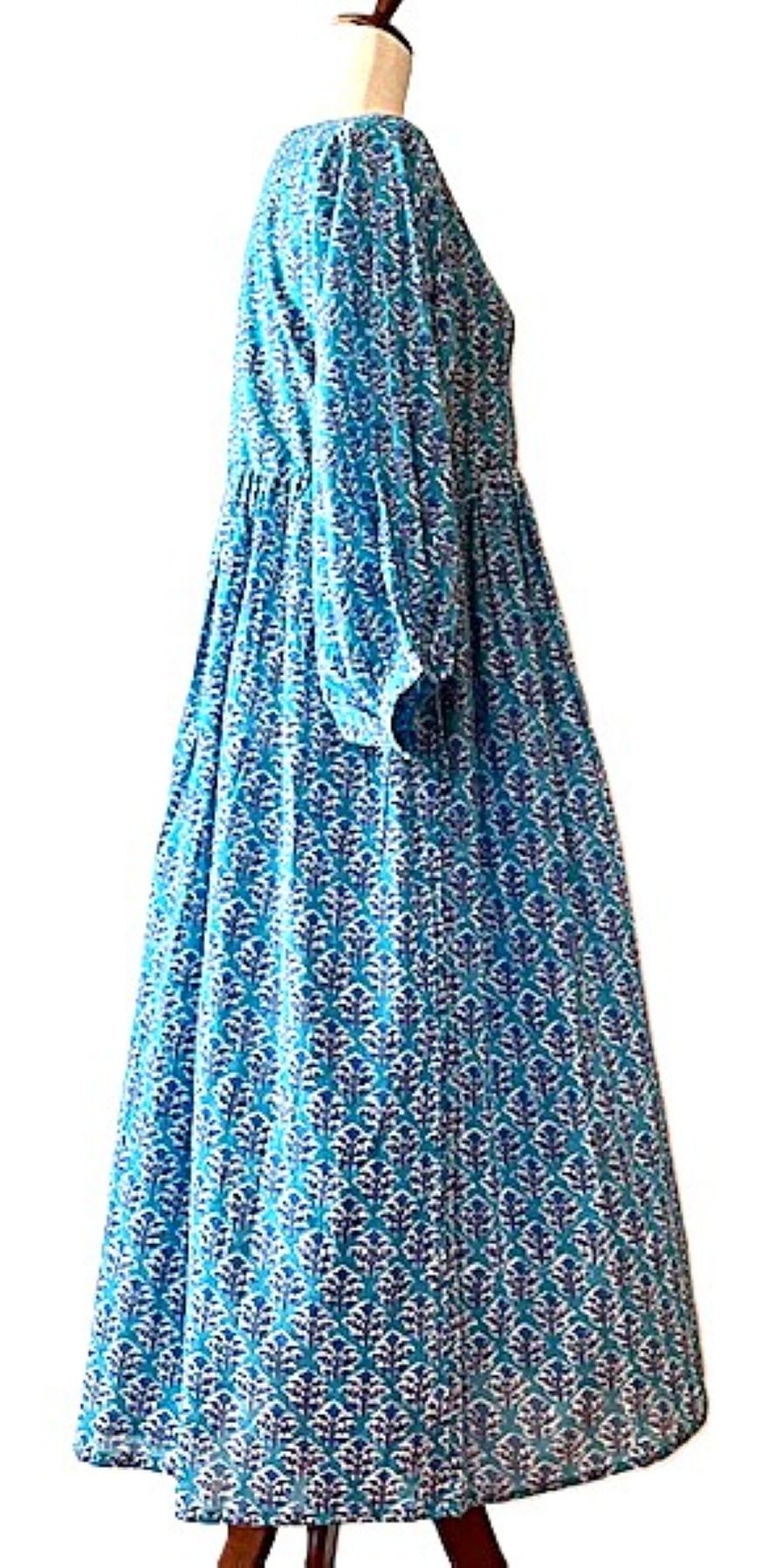Dresses: Midi Turquoise Block Print Cotton Is So Appealing