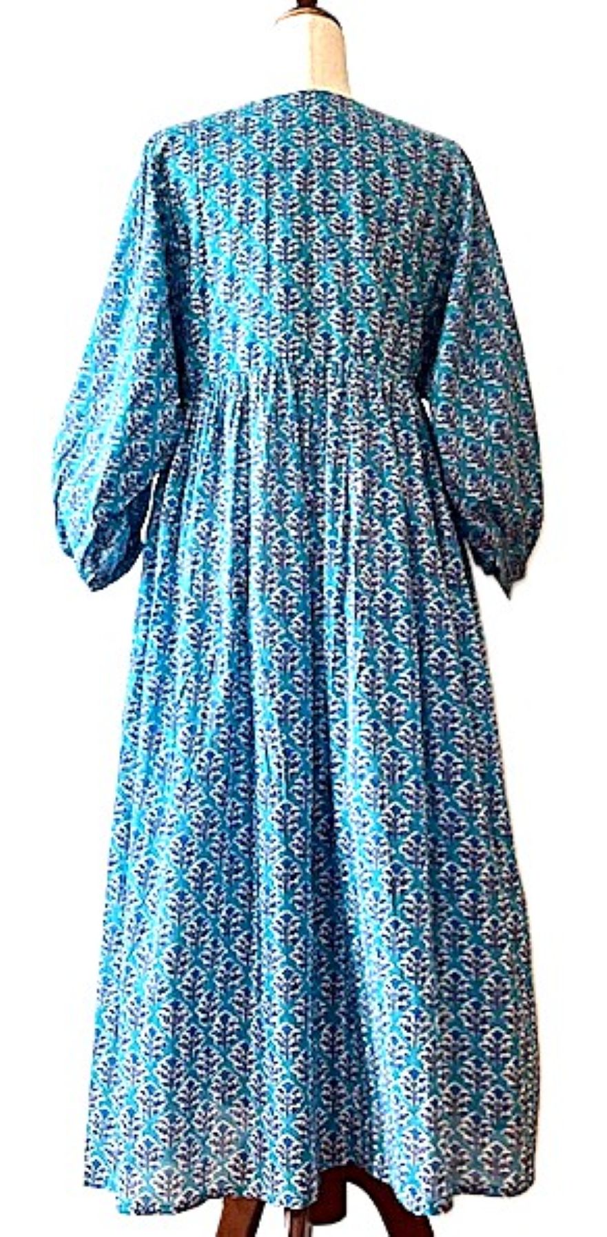 Dresses: Midi Turquoise Block Print Cotton Is So Appealing