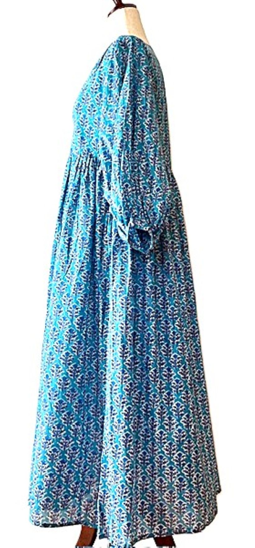 Dresses: Midi Turquoise Block Print Cotton Is So Appealing
