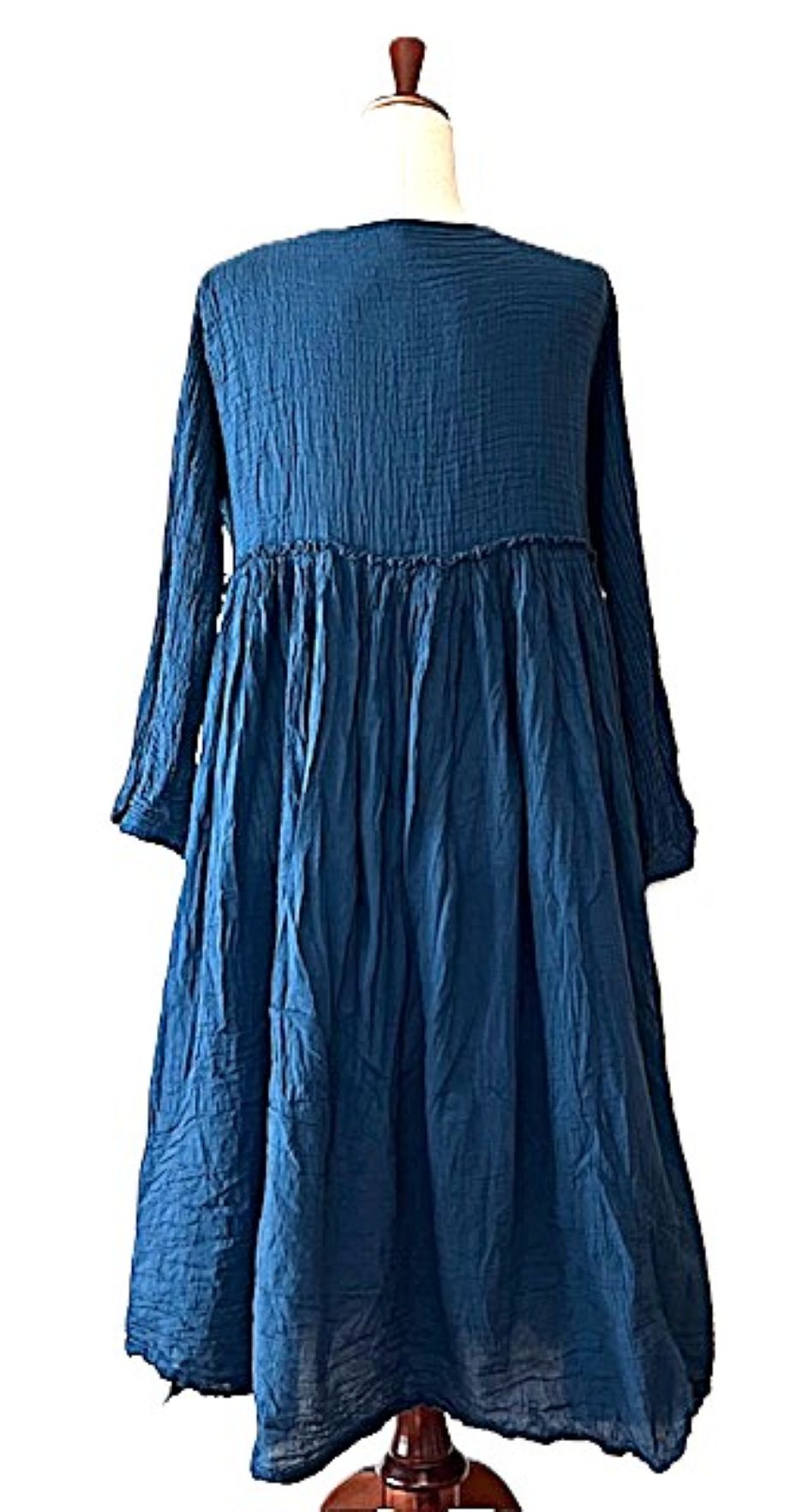 Dresses: One Size Organic Cotton Wrap Dress (Navy)