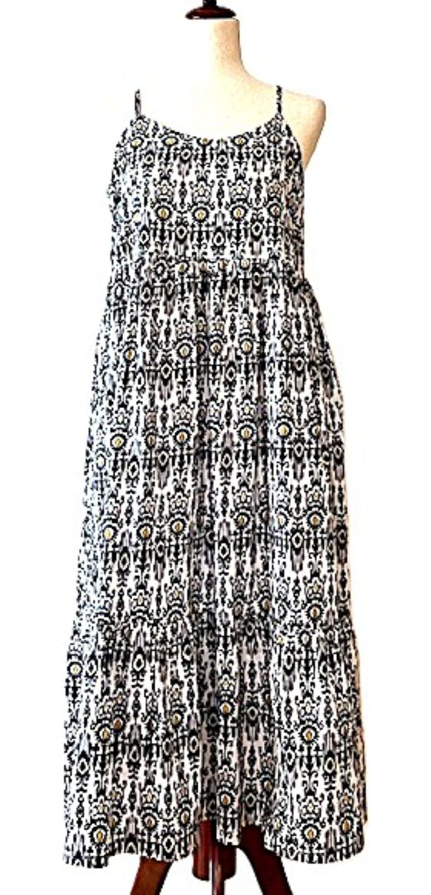 Dresses, Strappy Tiered Midi Length Is Stylish (Black White)