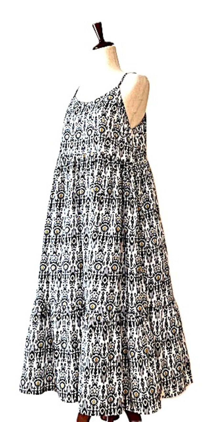 Dresses, Strappy Tiered Midi Length Is Stylish (Black White)