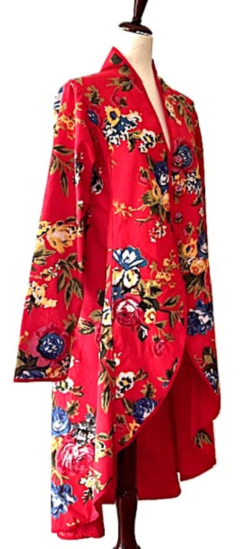 Jackets, Fully Lined Tulip Cut Designer Waist Coat (Red Floral)
