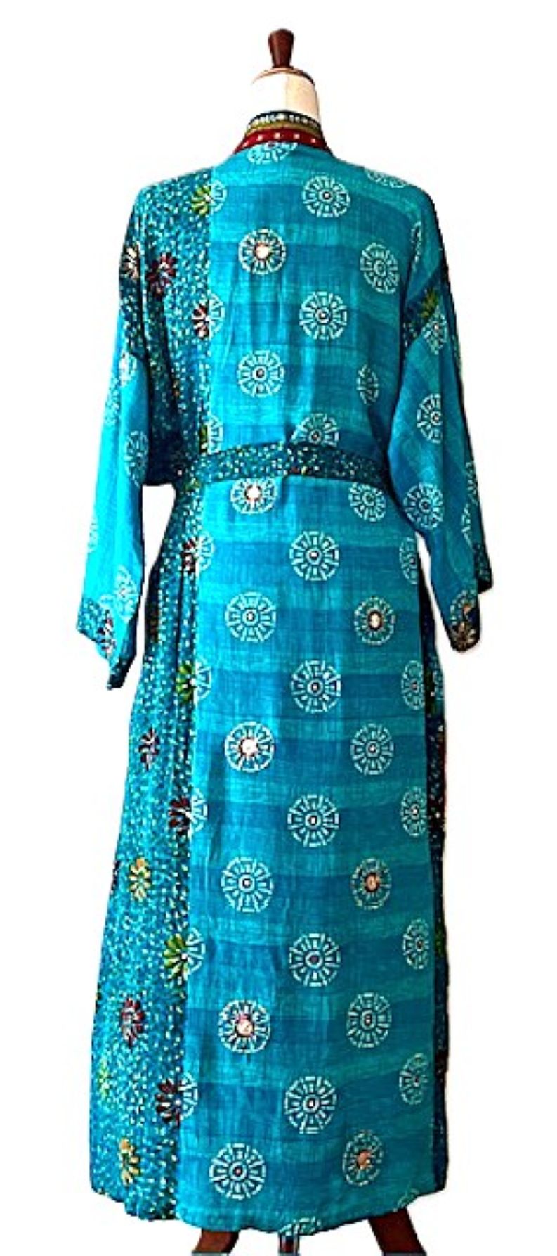 Kimonos, Long Silk Duster With Specialty Treatment. (Turquoise)