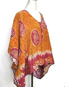 Ultra Luxe Kantha Stitch Cotton 3 Button Shorties (Orange Sherbert)