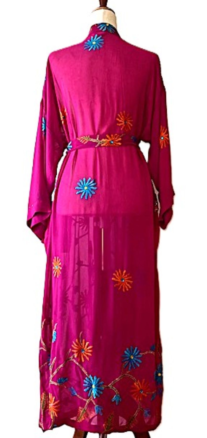 Kimonos, Long Silk Duster With Specialty Treatment. (Chartreuse)