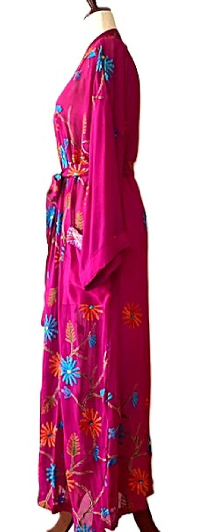 Kimonos, Long Silk Duster With Specialty Treatment. (Chartreuse)