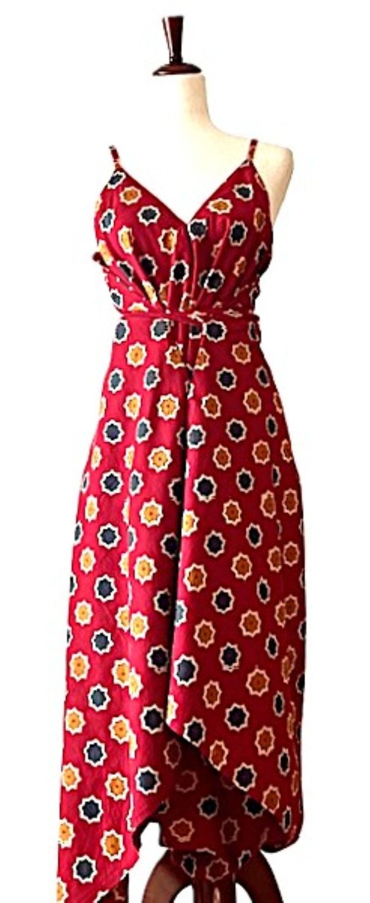 Jumpsuit, Contemporary Handblock Abstract Print In Cotton (Red)