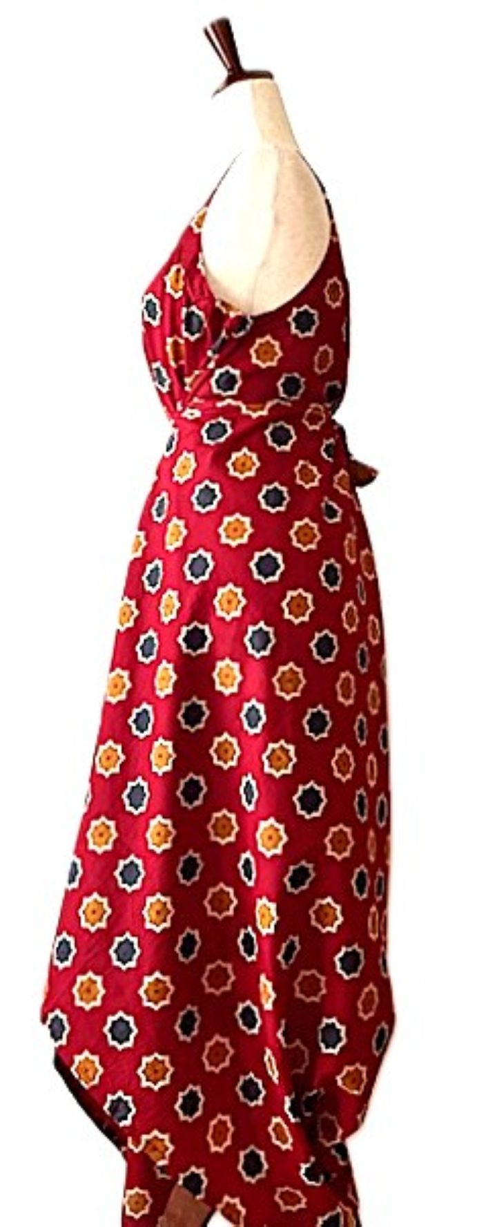 Jumpsuit, Contemporary Handblock Abstract Print In Cotton (Red)