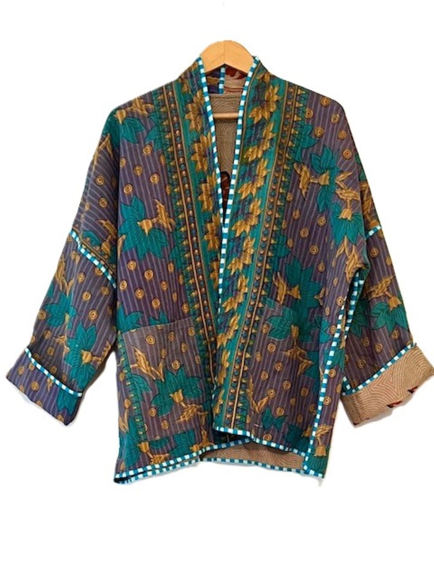 Reversible Short Quilted Jacket Is Tailored, Smart and Versatile.(Teal)