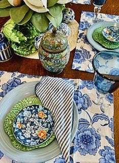 Blue and White Floral Placemat and Napkin Sets. 4 Per Set Beautiful (Megan)
