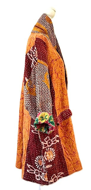 Kantha Bae Fully Reversible Kantha Stitched Oversized Blazer (Mustard)