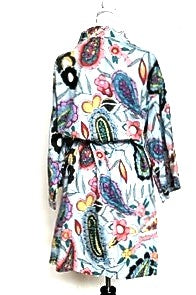 Tropical Print Cotton Short Kimono Robe. Great Coverup!