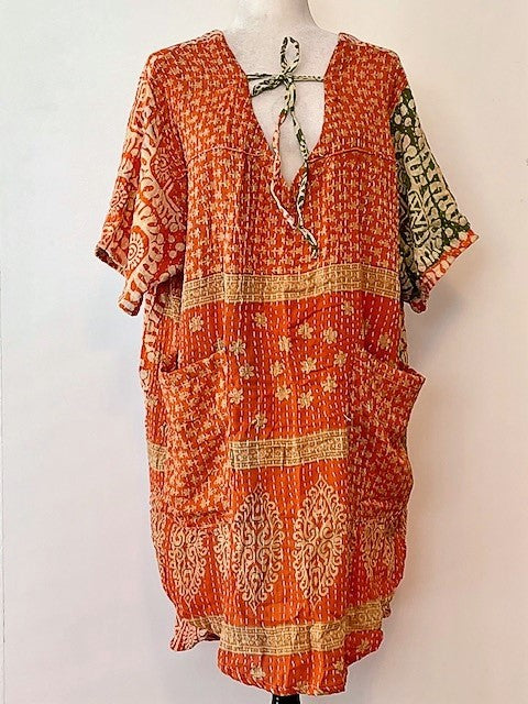 Kantha Bae Oversized Tunic Mixed Print (Orange)