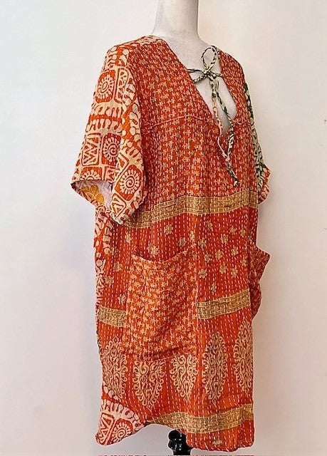 Kantha Bae Oversized Tunic Mixed Print (Orange)
