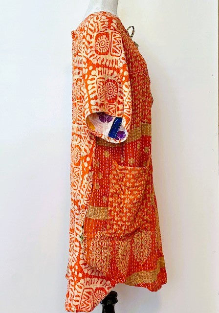 Kantha Bae Oversized Tunic Mixed Print (Orange)