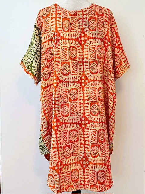 Kantha Bae Oversized Tunic Mixed Print (Orange)