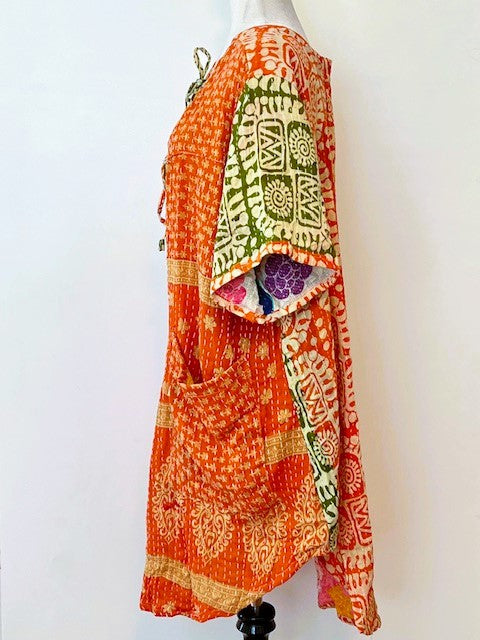 Kantha Bae Oversized Tunic Mixed Print (Orange)