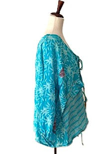 Kantha Bae Daisy Silk Butterfly Top (Turquoise).