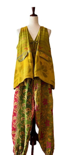 Kantha Bae Cool Kantha Cotton Joggers, Best Seller. Red Green