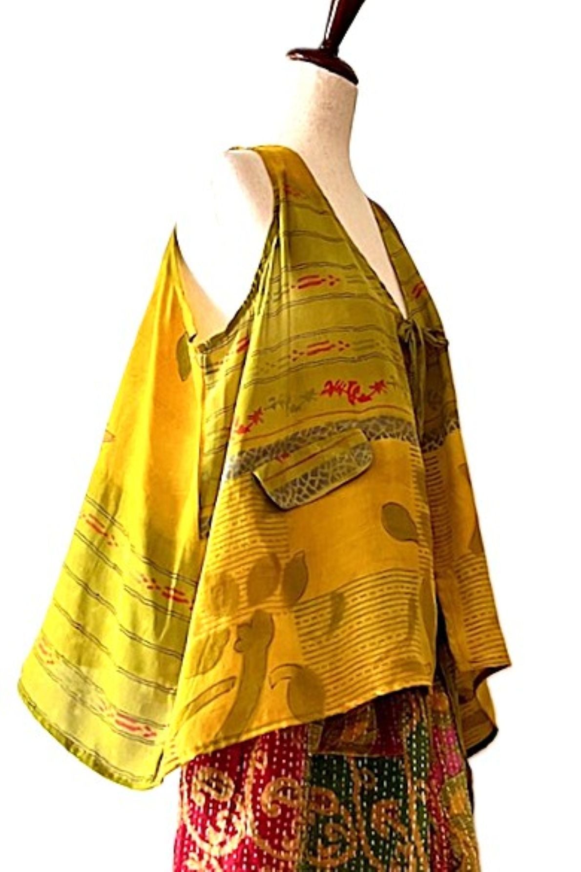 Kantha Bae Silk Daisy Vest is Playful (Multi)