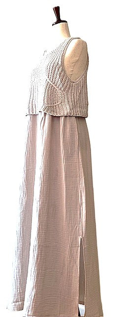 Dresses: Sleeveless One Piece Sweater Maxi Dress.(Neutral)